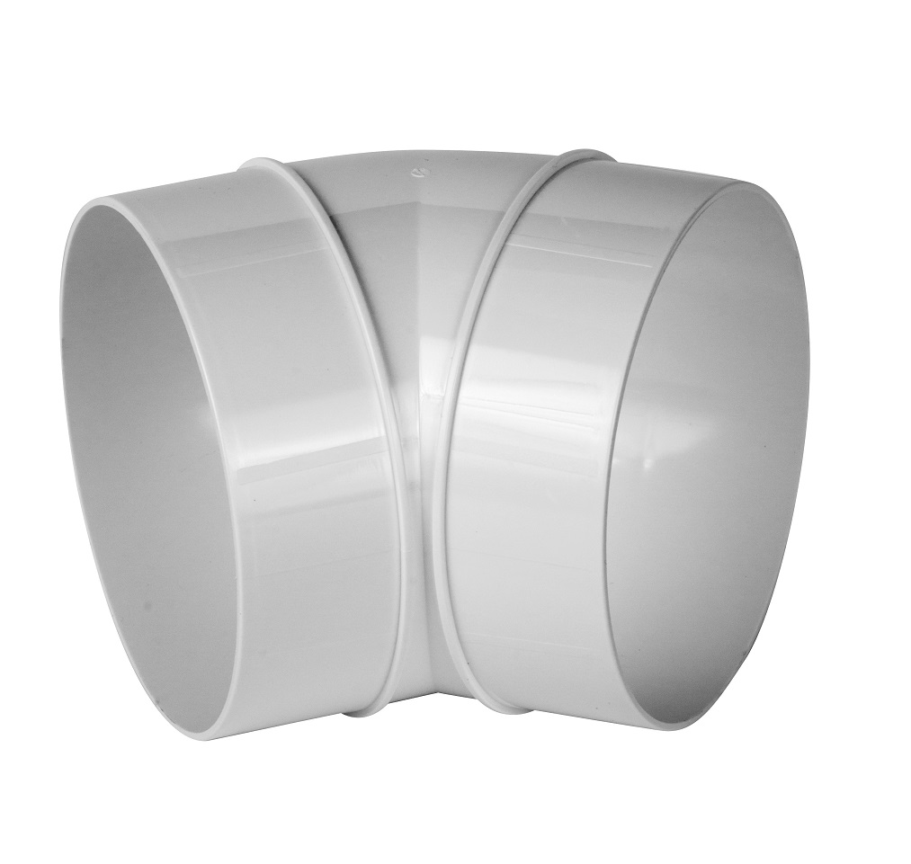 Kolano okrągłe wentylacyjne fi 100 białe 45'