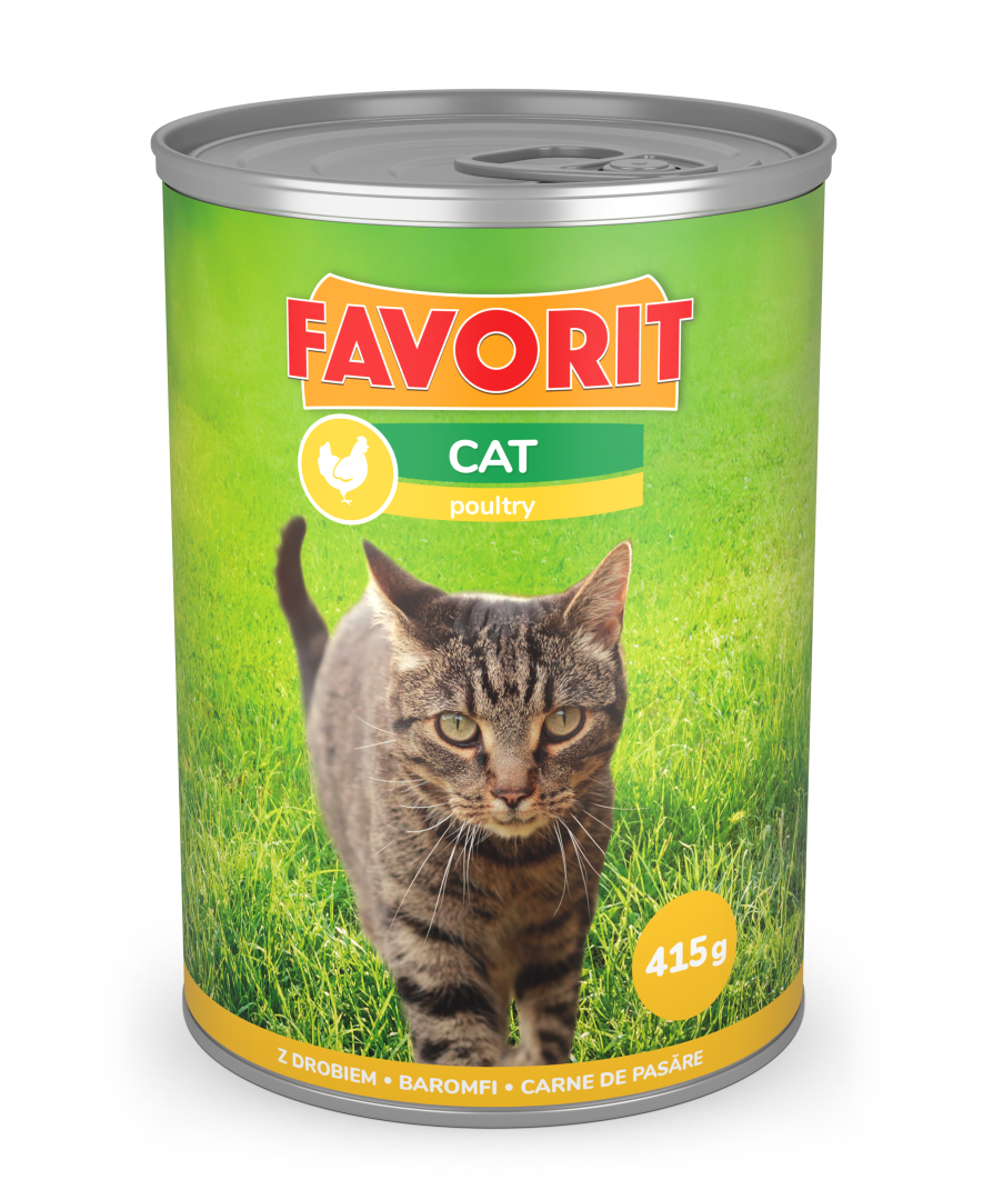 Karma mokra dla kotów  z drobiem 415 g Favorit