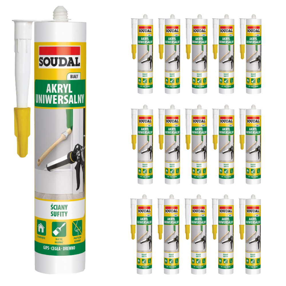 Pakiet uszczelniacz akryl biały 280 ml 15 sztuk