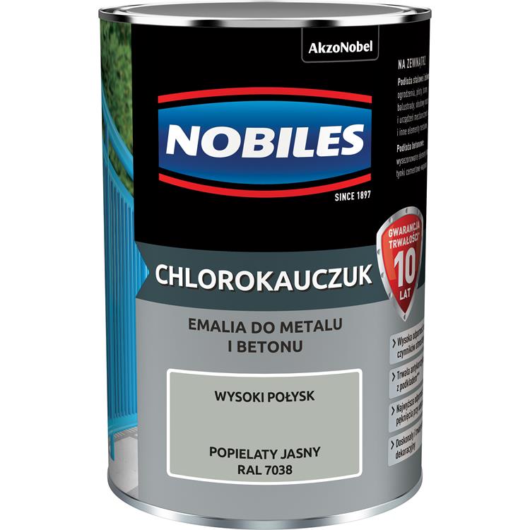 Emalia do metalu i betonu Chlorokauczuk popiel jasny wysoki połysk 0,9L